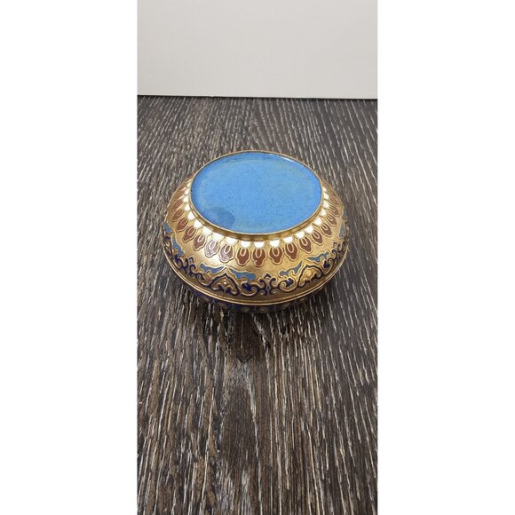 Vintage Round Cloisonne Enamel Trinket Box - Picture 2 of 8